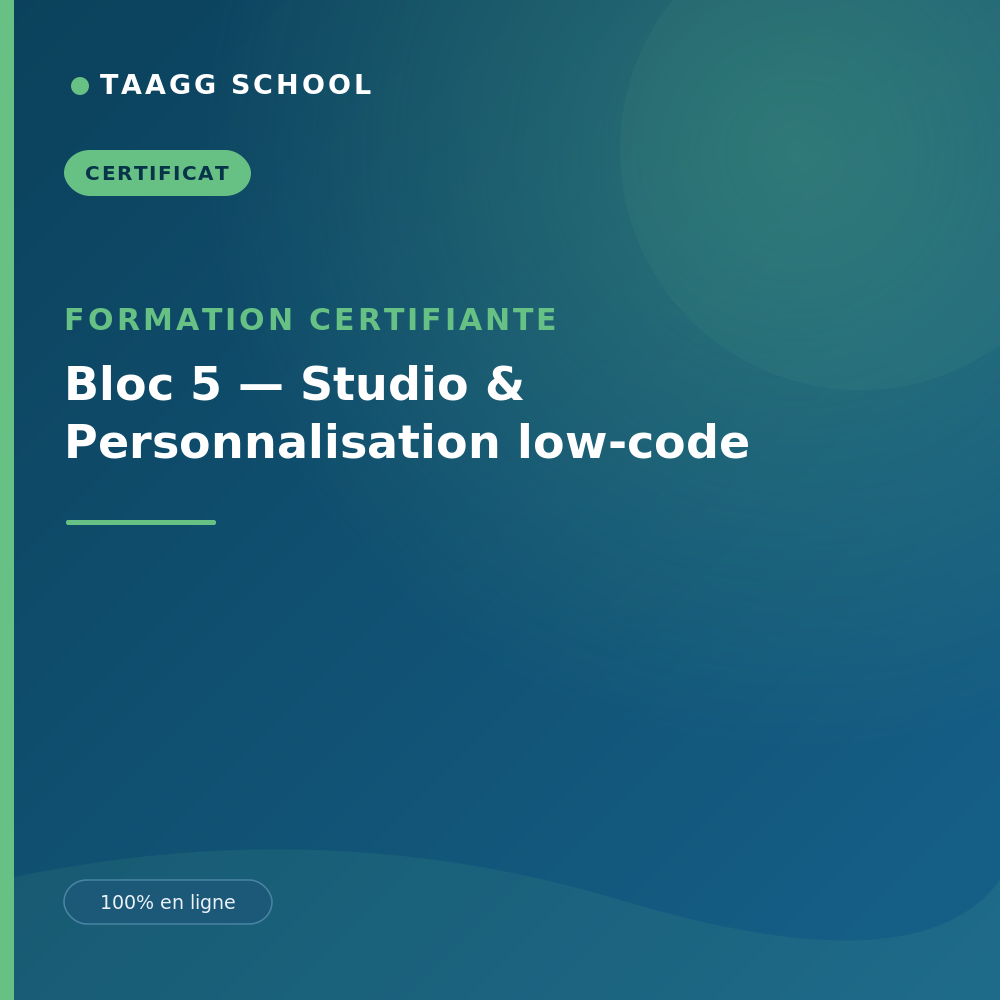 Bloc 5 — Studio & Personnalisation low-code