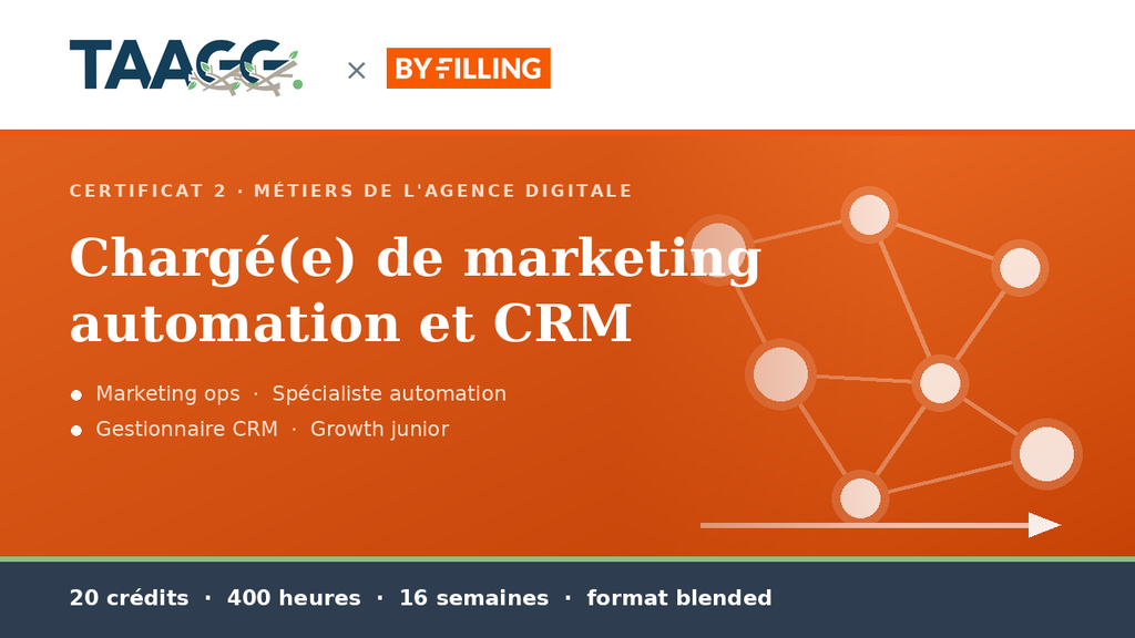 Certificat — Chargé(e) de marketing automation et CRM (TAAGG × By Filling)