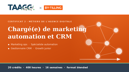 Certificat — Chargé(e) de marketing automation et CRM (TAAGG × By Filling)
